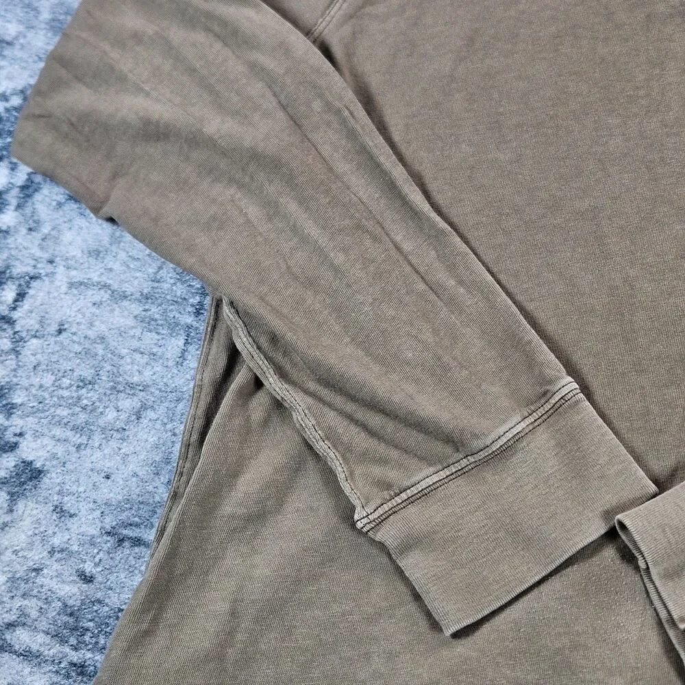 J Crew Henley Shirt Mens Large Brown Vintage Jersey Relaxed Long Sleeve Oarsman
